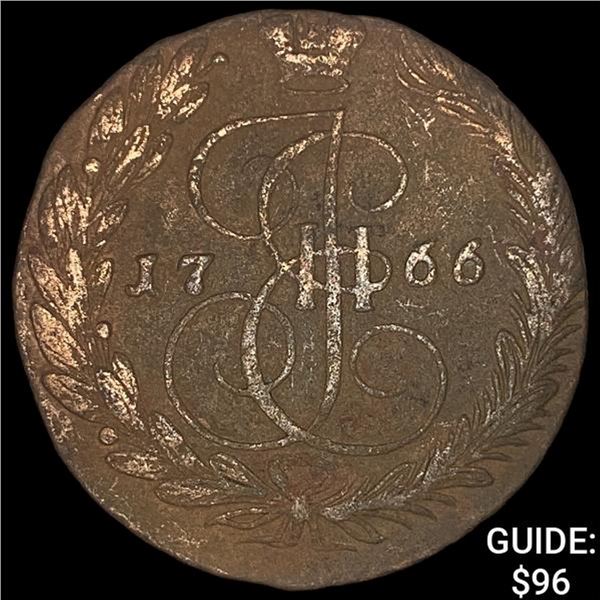 1766 Russia Copper 5 Kopeks CHOICE AU