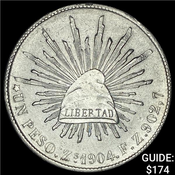 1904Zs FZ Mexico Silver Peso CHOICE AU