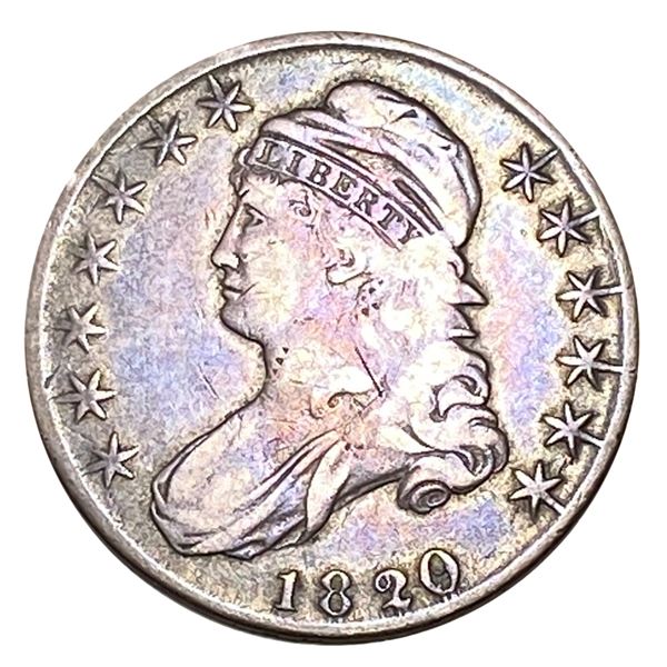 1820/19 Curl Base 2 Capped Bust Half Dollar VF