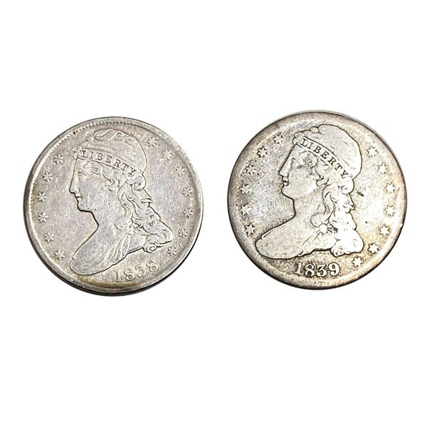 1838-1839 Capped Bust Half Dollar Lot [2 Coins] VF