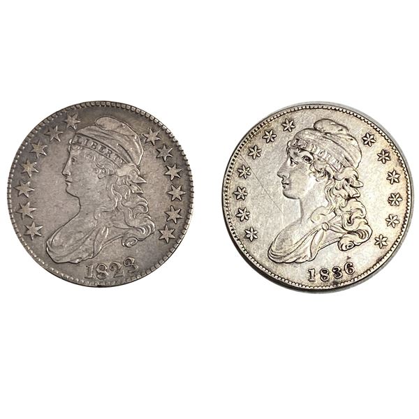 1823-1836 Capped Bust Half Dollar Lot [2 Coins] XF