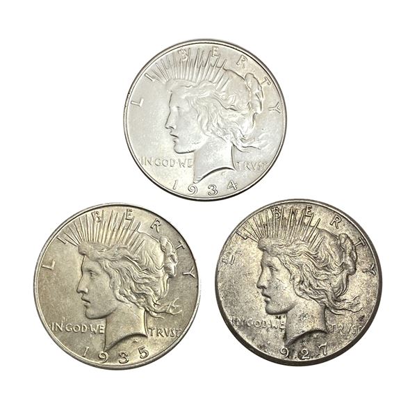 1927-1935 BtrDate Silver Peace Dollar[3Coins] AU+