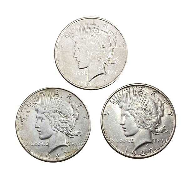 1927 BtrDate Silver Peace Dollar [3Coins] AU