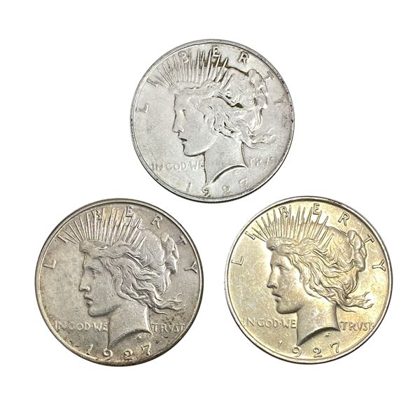 1927 BtrDate Silver Peace Dollar [3Coins] AU