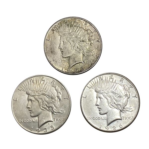 1926-1935 BtrDate Silver Peace Dollar [3Coins] AU