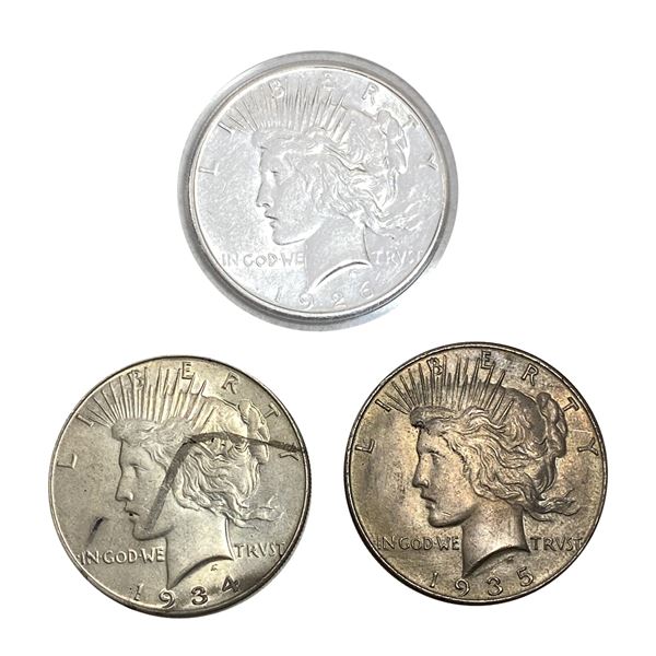 1926-1935 BtrDate Silver Peace Dollar [3Coins] AU