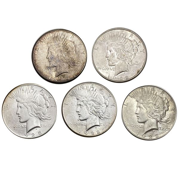 1922-1923 SIlver Peace Dollar Lot [5 Coins] MS
