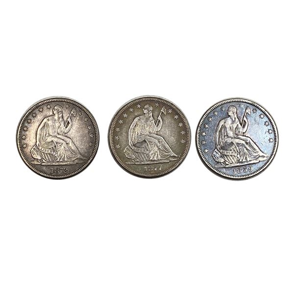 1859-1877 Seated Lib Half Dollar[3Coins] VF