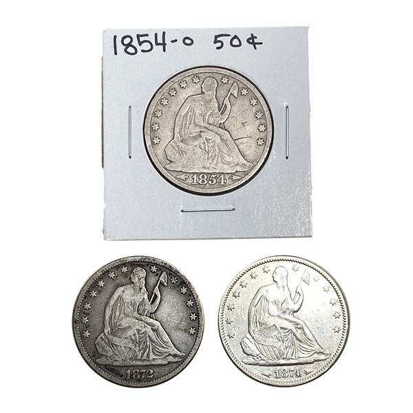 1854-1874 Seated Lib Half Dollar[3Coins] HIGHGRADE
