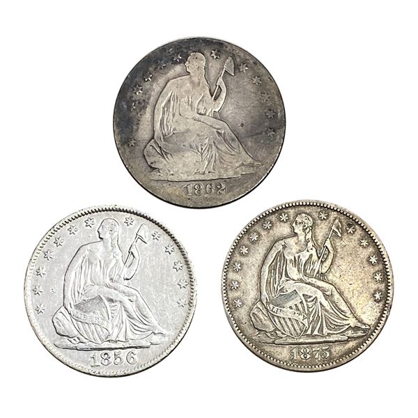 1856-1875 Seated Lib Half Dollar[3Coins] HIGHGRADE