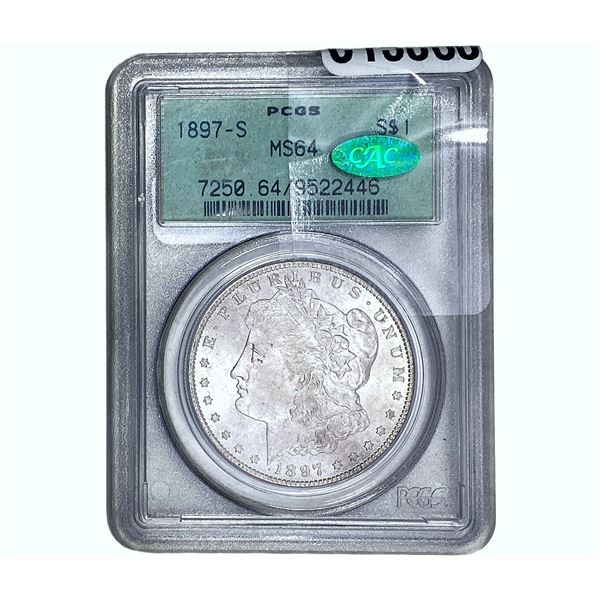 1897-S Morgan Silver Dollar PCGS MS64 CAC OGH