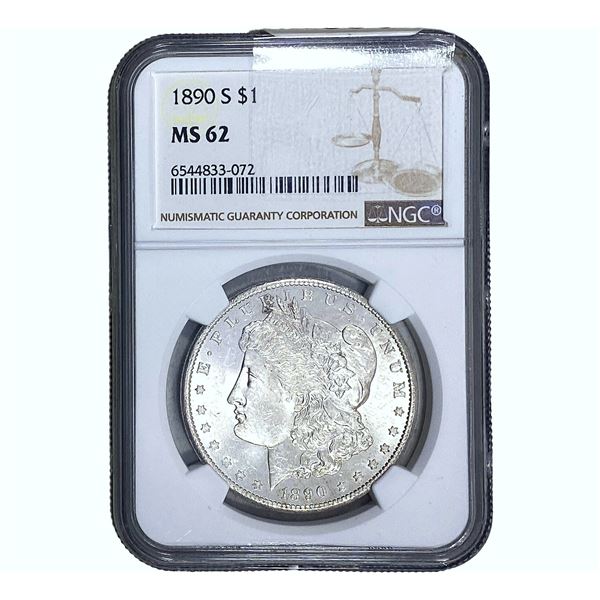 1890-S Morgan Silver Dollar NGC MS62