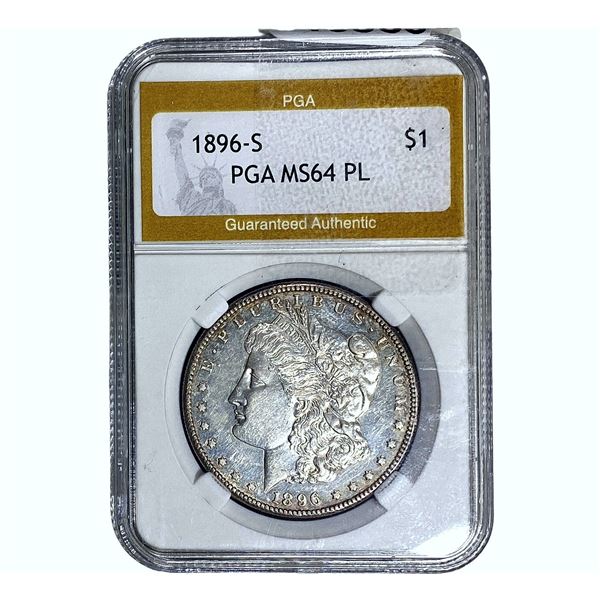 1896-S Morgan Silver Dollar PGA MS64 PL
