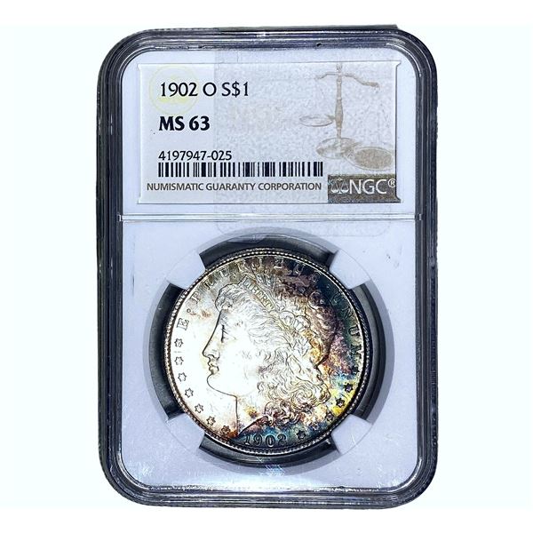 1902-O Morgan Silver Dollar NGC MS63 TONED