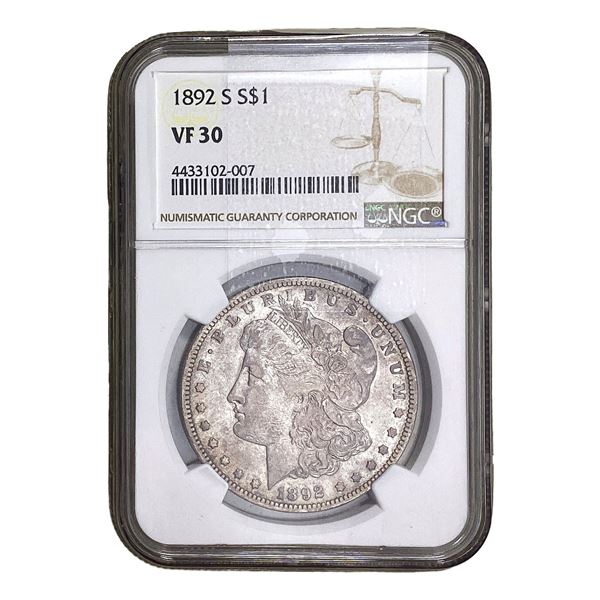 1892-S Morgan Silver Dollar NGC VF30