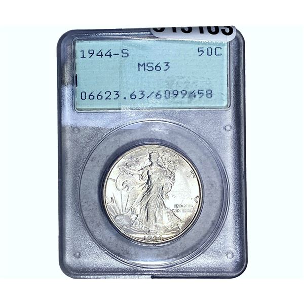 1944-S Walking Lib Half Dollar PCGS MS63 OGH Rattler