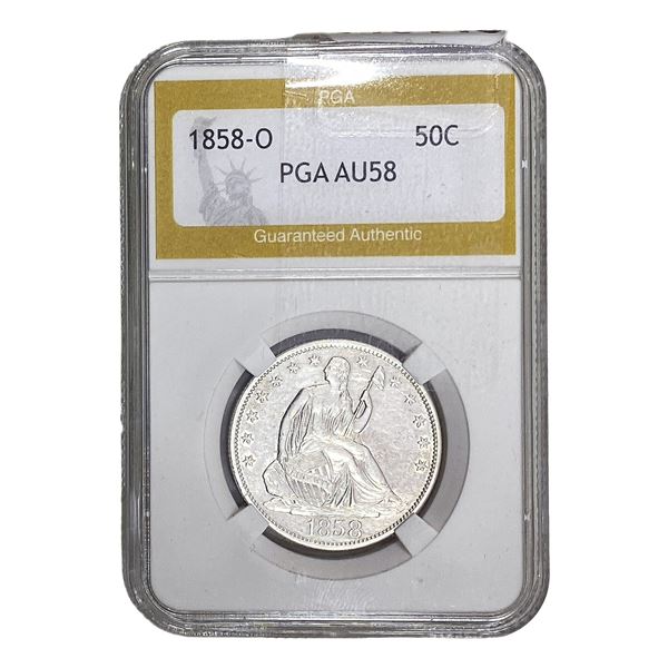 1858-O Seated Liberty Half Dollar PGA AU58