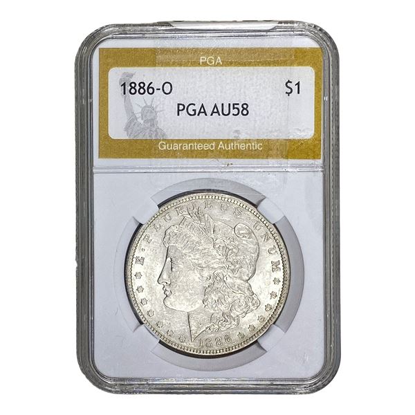 1886-O Morgan Silver Dollar PGA AU58