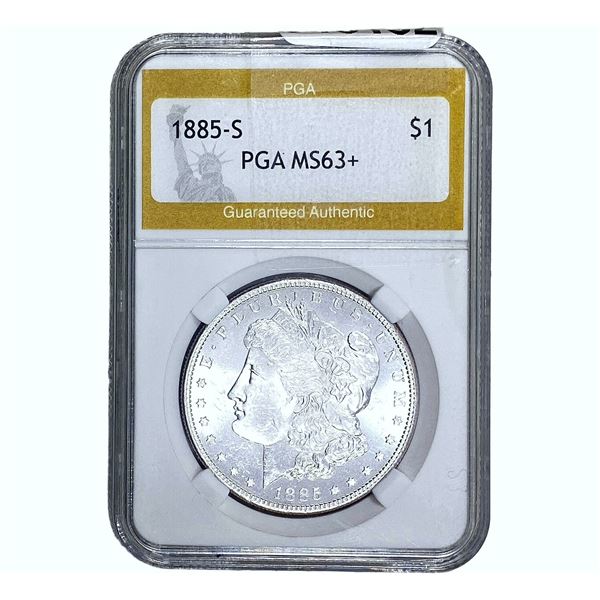 1885-S Morgan Silver Dollar PGA MS63+