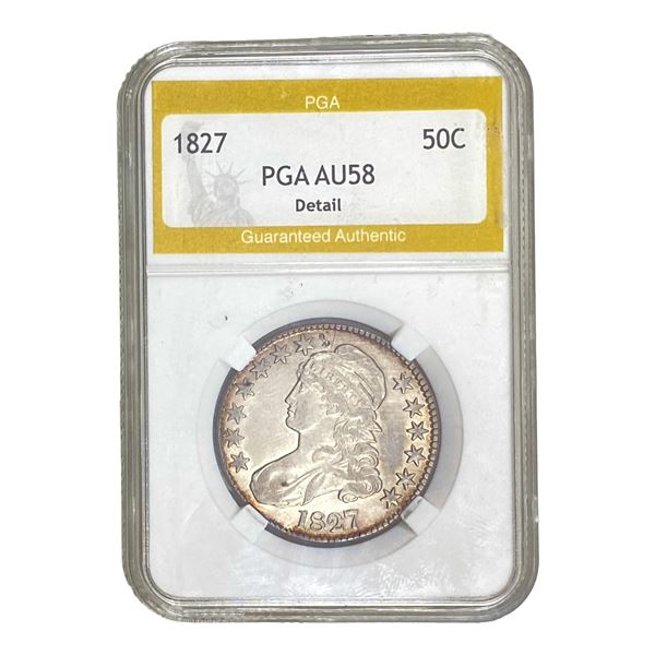 1827 Capped Bust Half Dollar PGA AU58 DET