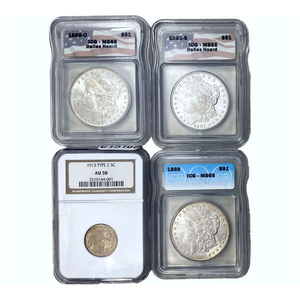 1881-1913 HIGH GRADE Silver US Coin Lot [4 Coins] NGC/ICG AU/MS58/65