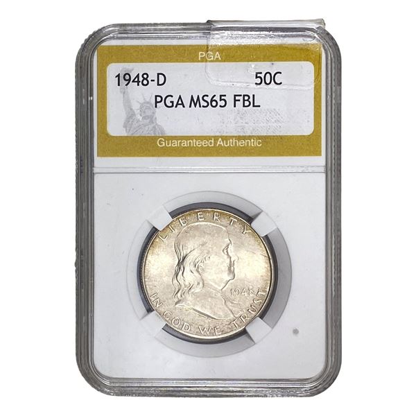 1948-D Franklin Half Dollar PGA MS65 FBL