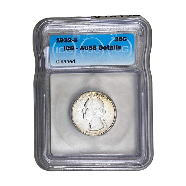 1932-S Washington Silver Quarter ICG AU58 DET