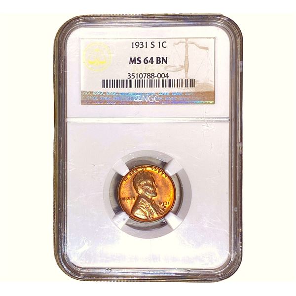 1931-S Wheat Cent NGC MS64 BN