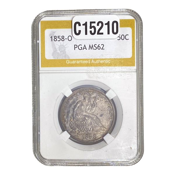 1858-O Seated Liberty Half Dollar PGA MS62