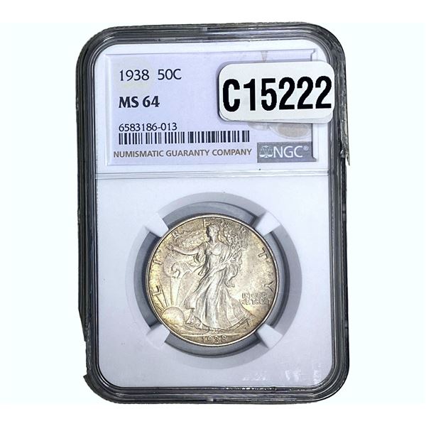 1938 Walking Liberty Half Dollar NGC MS64