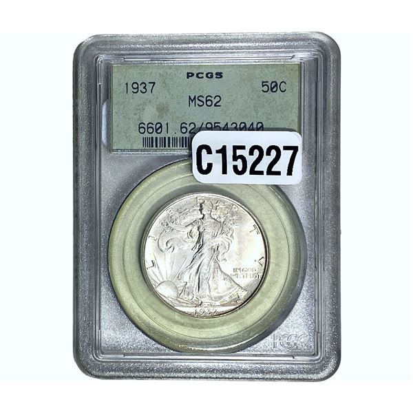 1937 Walking Liberty Half Dollar PCGS MS62 OGH