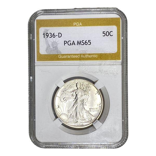 1936-D Walking Liberty Half Dollar PGA MS65