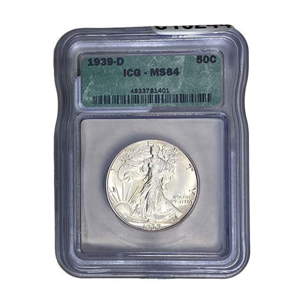 1939-D Walking Liberty Half Dollar ICG MS64