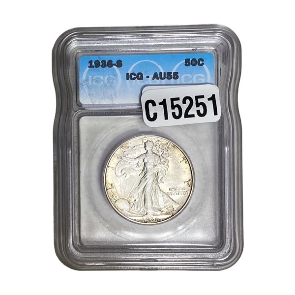 1936-S Walking Liberty Half Dollar ICG AU55