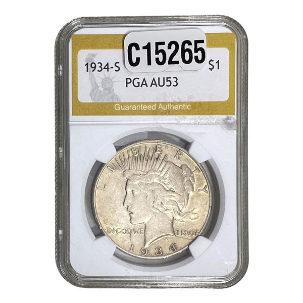 1934-S Silver Peace Dollar PGA AU53