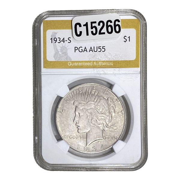 1934-S Silver Peace Dollar PGA AU55