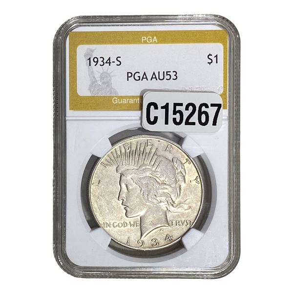 1934-S Silver Peace Dollar PGA AU53