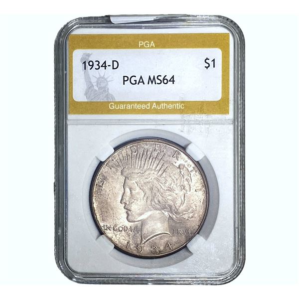 1934-D Silver Peace Dollar PGA MS64