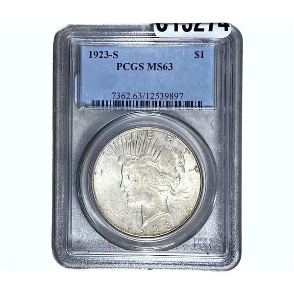 1923-S Silver Peace Dollar PCGS MS63