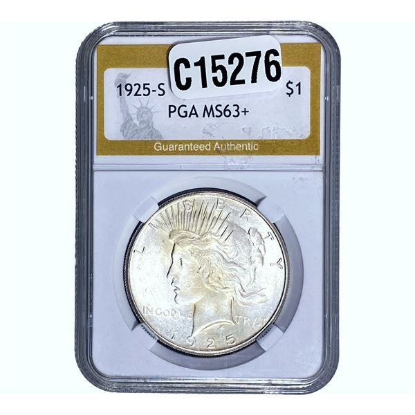 1925-S Silver Peace Dollar PGA MS63+
