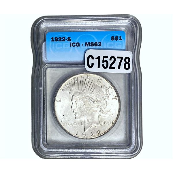 1922-S Silver Peace Dollar ICG MS63
