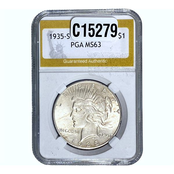 1935-S Silver Peace Dollar PGA MS63