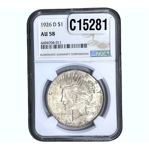 1926-D Silver Peace Dollar NGC AU58