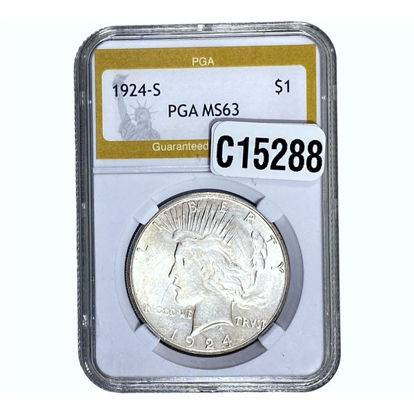 1924-S Silver Peace Dollar PGA MS63