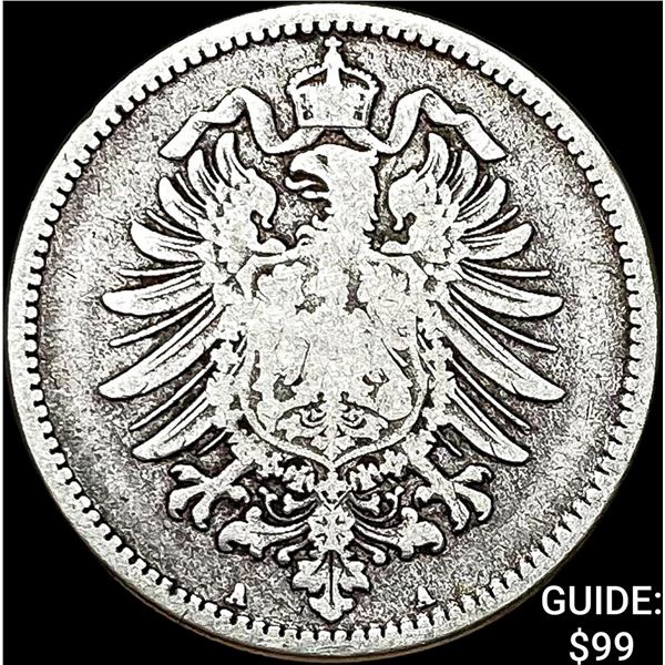 1875-A Germany Silver 1 Reichsmark NEARLY UNCIRCULATED
