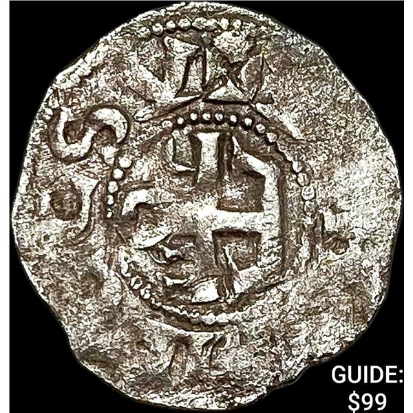 1100s France Crusades Anjou Silver Denier NEARLY UNCIRCULATED