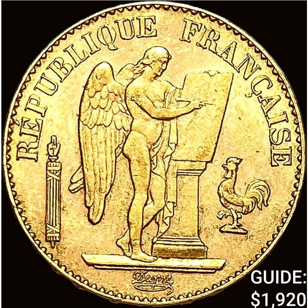 1897-A France Gold 20 Francs .1867oz UNCIRCULATED