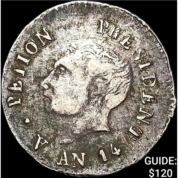 1817 Haiti Silver 25 Centimes NEARLY UNCIRCULATED