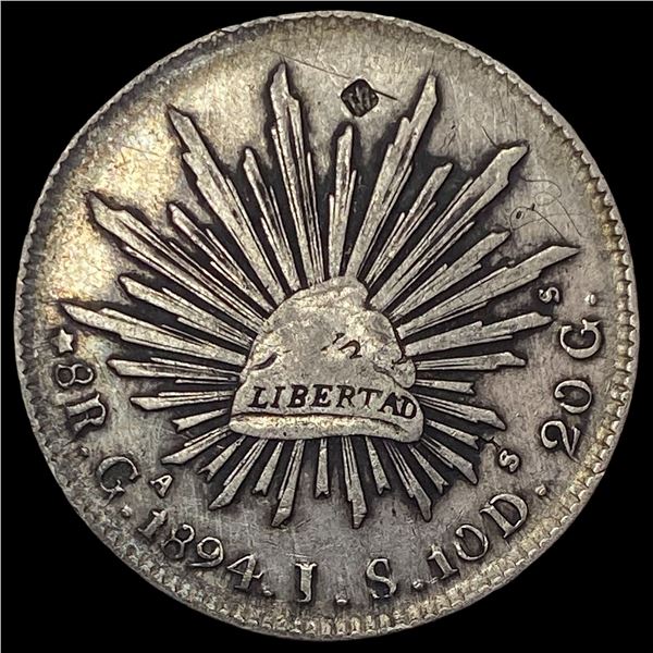 1894Ga JS Mexico Silver 8 Reales NEARLY UNCIRCULATED