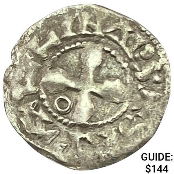 1100-1225 Crusades France Silver Denier NEARLY UNCIRCULATED